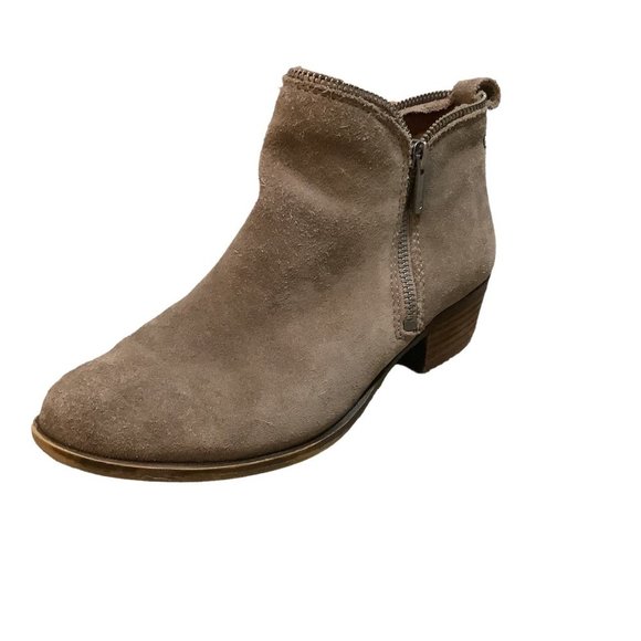 LUCKY BRAND Tan ZIPPER Almond Toe Side Zip Bootie-Size 7 - Picture 3 of 10